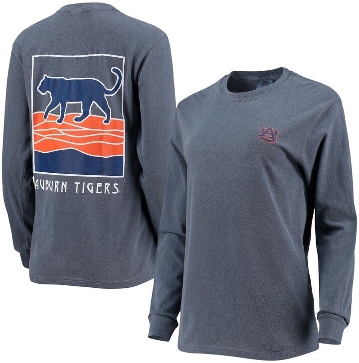 Summit Sportswear Women S Navy Auburn Tigers Comfort Colors Mascot Art Oversized Long Sleeve T Shirt Shopstyle