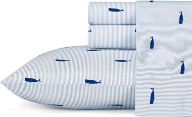Nautica Whale Stripe Cotton Percale Sheet Sets