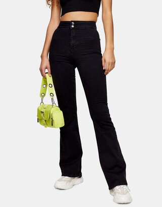 Wide Leg Topshop Black Jeans Petite Topshop Flare Joni Jeans In Washed Black
