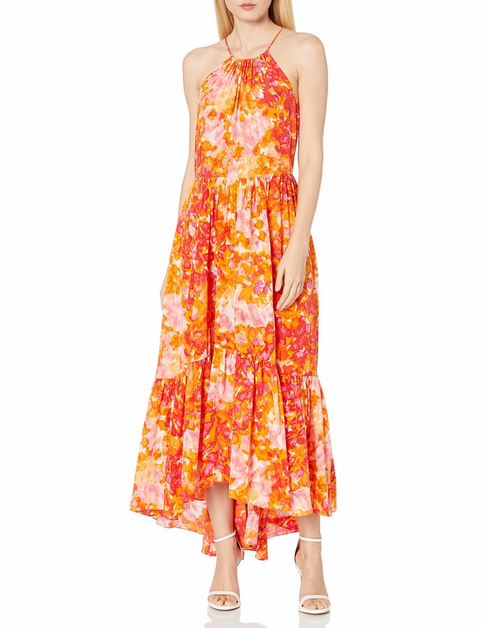 tiered halter maxi dress