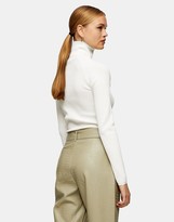 Thumbnail for your product : Topshop spliced roll neck jumper in white