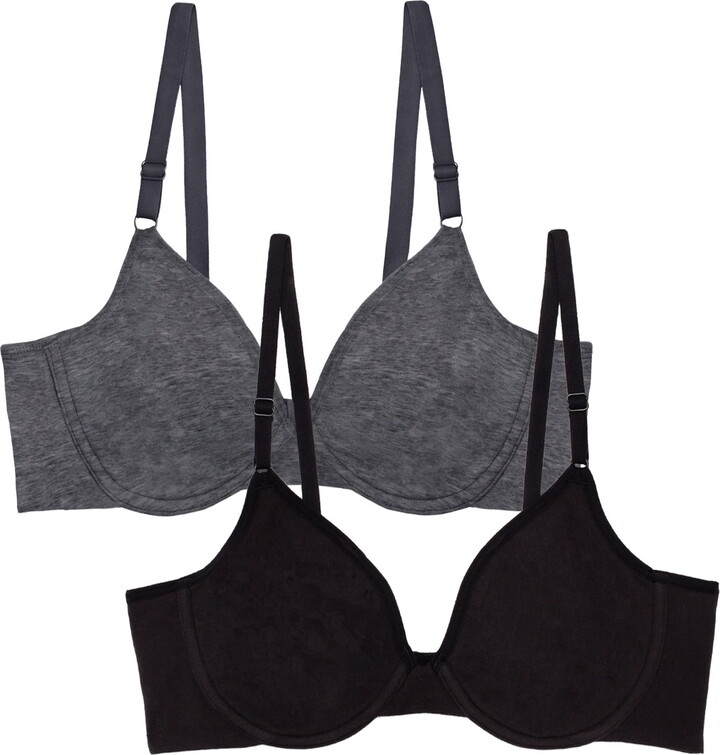 Fruit of the Loom Women's Unlined Underwire Cotton Stretch Extreme Comfort Bra, Style FT920, 2-Pack