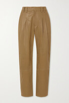 Thumbnail for your product : Sprwmn Pleated Leather Tapered Pants - Neutrals