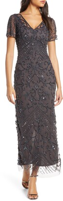 pisarro nights beaded longline gown
