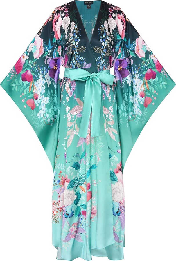 MENG Green Ombre Silk Satin Warp Dress