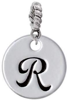 Delight Beads Large Script Letter - R - 3/4'' Disc - Rope Charm Bead