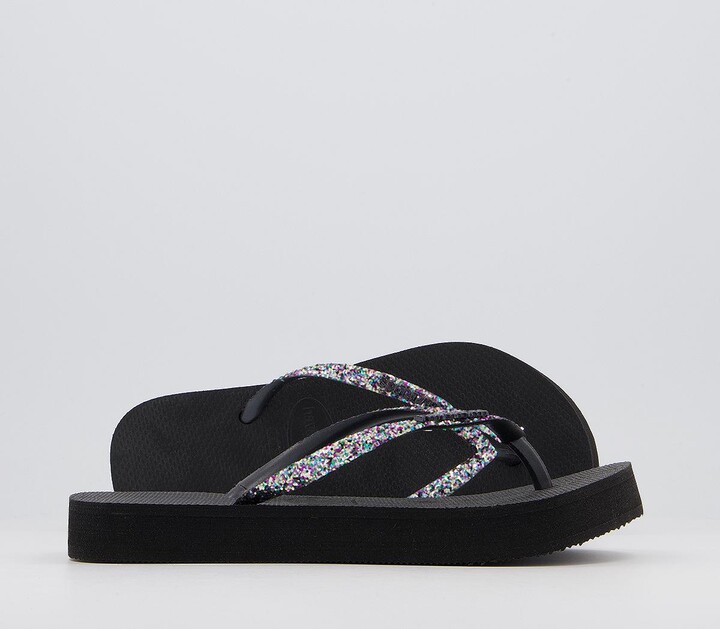 Havaianas Slim Flatform Glitter Flip Flops Black - ShopStyle Sandals