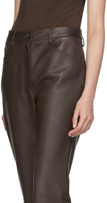 The Row Brown Leather Charlee Trousers
