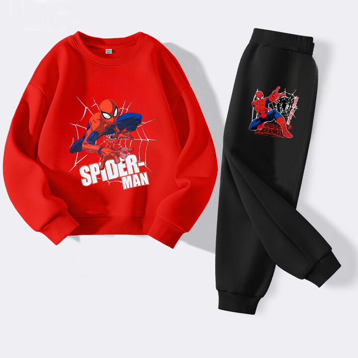 MINISO Disney Children & apos;s Hoodies Sets Autumn Spring Spider-Man Printed Boys Sweatsuit Kids Breathable Pullover and Pant 2 Piece Set