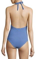 Thumbnail for your product : Shoshanna Marine Eyelet Striped Halter One-Piece Swimsuit