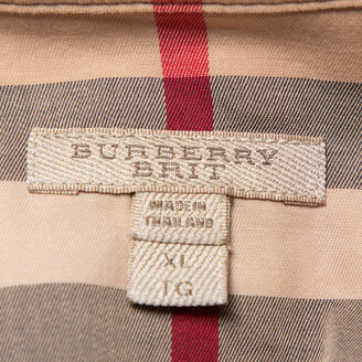 Burberry Beige Nova Checkered Cotton Button Front Shirt XL