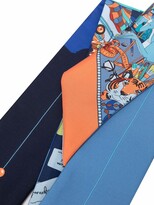 Thumbnail for your product : Ferragamo Silk Graphic-Print Skinny Scarf