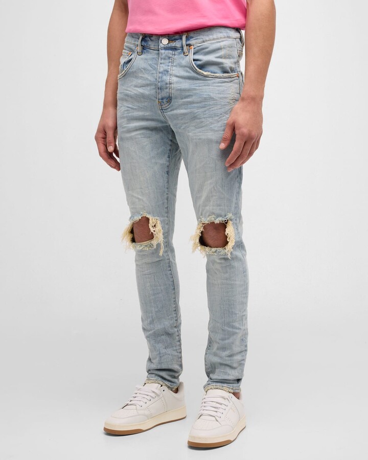 PURPLE Men's Dropped-Fit Distressed Jeans