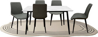 New Spec Inc 5 Pieces Sintered Stone Dining Set In White/gray