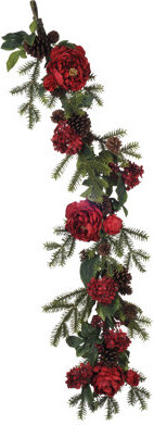House of Silk Flowers Inc. Artificial Peony / Hydrangea / Berry / Pine Garland