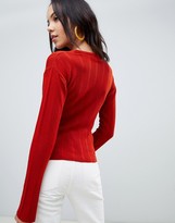 Thumbnail for your product : Asos Tall ASOS DESIGN Tall wrap jumper in rib with buckle detail