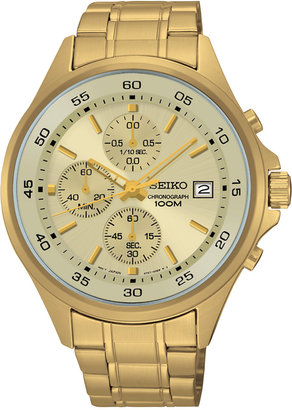 Seiko Men's Chronograph Special Value Gold-Tone Stainless Steel Bracelet Watch 43mm SKS482