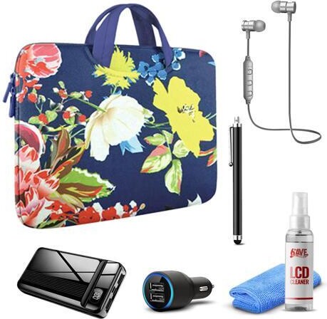 6AVE Tablet Travel Accessory Bundle with Sargasso Floral Sleeve
