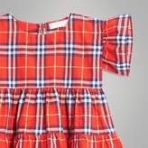 Thumbnail for your product : Burberry Ruffle Detail Cotton Check Dress
