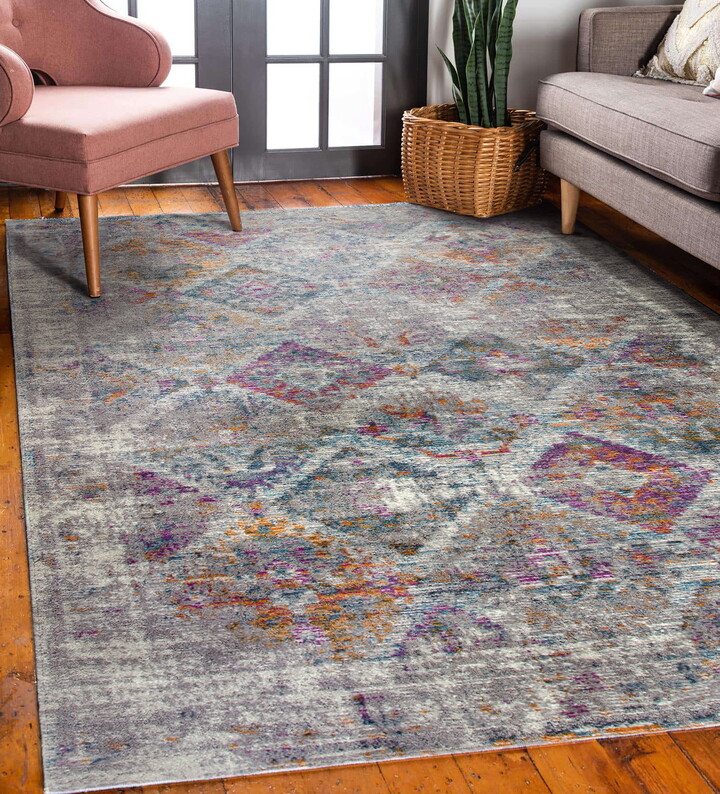 Leick Furniture Leick Home Calian Multicolor Rectangle Patchwork Boho Chic Area Rug, 3'9" x 5'9"