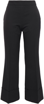 black cropped kick flare trousers