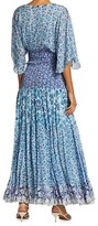 Thumbnail for your product : HEMANT AND NANDITA Paisley Kimono-Sleeve Belted Drop-Waist Pleated Dress