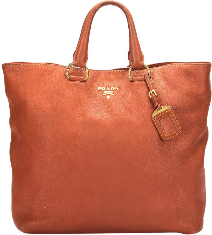 Prada Orange Leather Tote Bag - ShopStyle