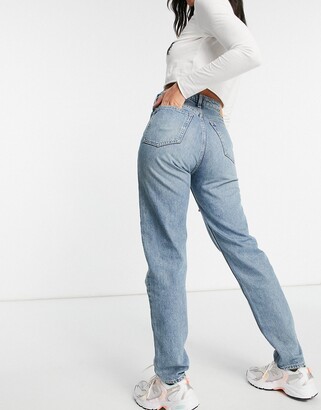 Weekday Cotton waist mom jeans in san fran - MBLUE - ShopStyle