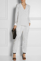 Thumbnail for your product : Tibi Wrap-effect striped silk crepe de chine top
