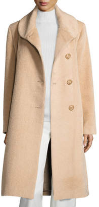 Sofia Cashmere Round-Collar Button-Front Midi Alpaca Coat