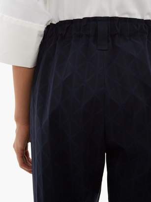 Issey Miyake Blink Geometric-print Pleated Trousers - Womens - Navy