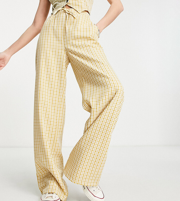Reclaimed Vintage inspired pull on pants in gingham - ShopStyle