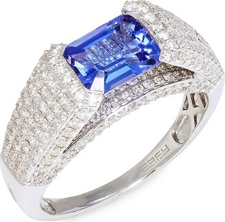 Effy 14K White Gold, Diamond & Tanzanite Studded Ring