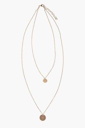 boohoo Coin Pendant Layered Necklace