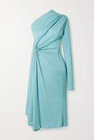 Thumbnail for your product : Dodo Bar Or Hannah One-sleeve Draped Ribbed Stretch-knit Midi Dress - Sky blue