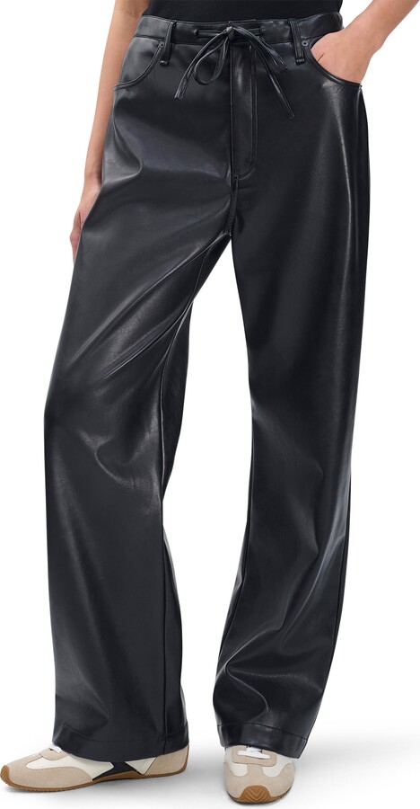 Rag & Bone Phoebe Faux Leather Drawstring Wide Leg Pants