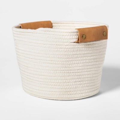 11" Decorative Coiled Rope Square Base Tapered Basket Cream - ThresholdTM