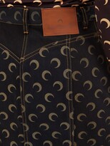 Thumbnail for your product : Marine Serre Crescent Moon-print Recycled Denim Skirt - Black