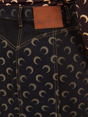 Marine Serre Crescent Moon-print Recycled Denim Skirt - Black