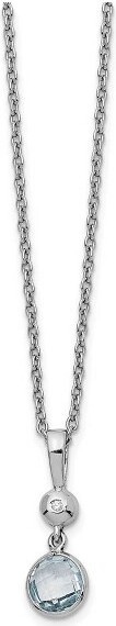 Black Bow Jewelry Co. BlackBowJewelryBlueTopazandDiamondNecklaceinRhodiumPlatedSilver18-20Inch