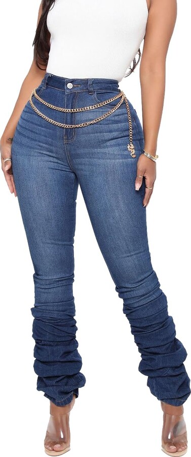 Glkaend Women's Classic High Rise Stretch Skinny Stacked Jeans