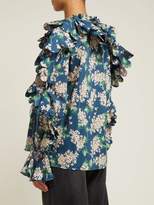 Thumbnail for your product : Horror Vacui Celestine Scalloped Cotton Blouse - Womens - Navy Multi