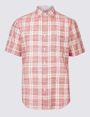 Marks and Spencer Pure Cotton Checked Shirt with Pocket