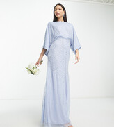 Thumbnail for your product : Frock and Frill Tall Bridesmaid maxi dress with exaggerated sleeves in blue