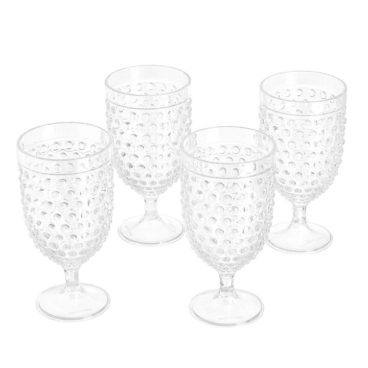 Amazon Basics Tritan Hobnail Texture Footed Iced Tea Glasses 17Ounce