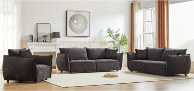 3 + 1 Living Room , Linen Fabric, Wooden Frame, 5 Pillows, Offers A Stylish And Comfortable Seating Option Modern Fabric , Frame With Elevates Style O