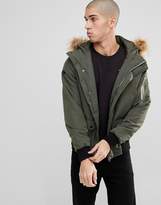 Thumbnail for your product : ONLY & SONS Padded Jacket With Removable Faux Fur Hood