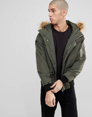 ONLY & SONS Padded Jacket With Removable Faux Fur Hood