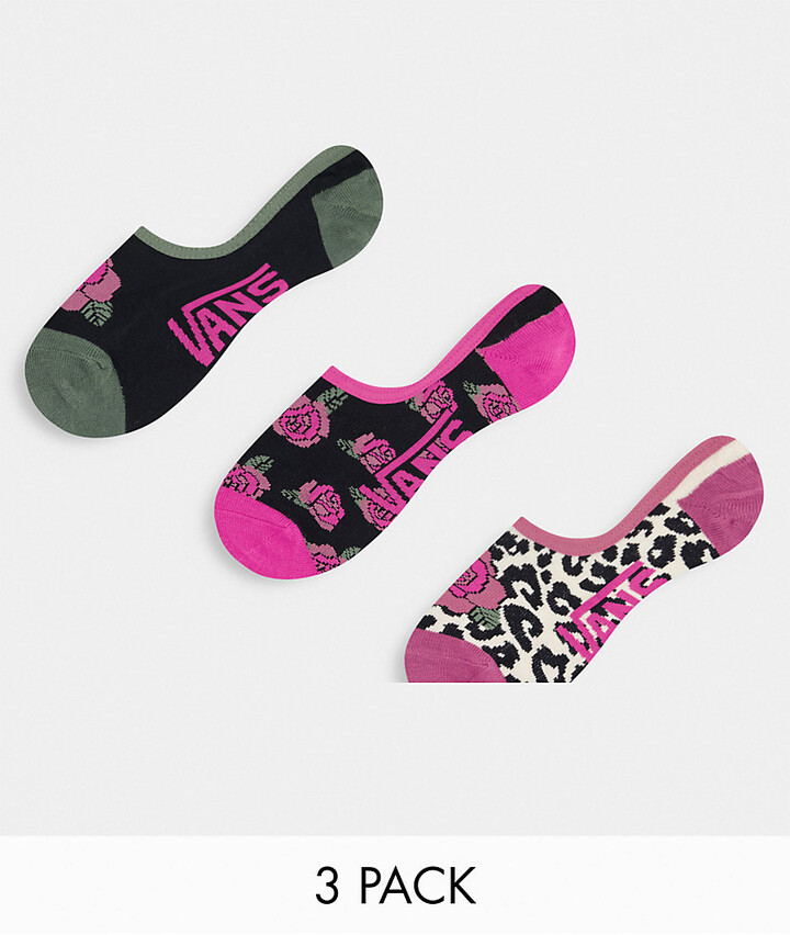 Vans leopard rose canoodles 3 pack socks in black/multi - ShopStyle