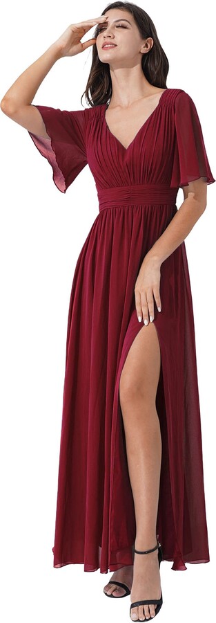 maroon long dress
